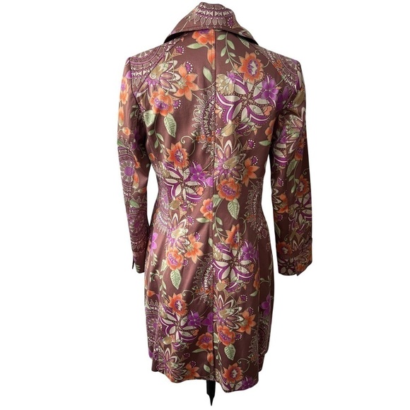 Bianca Nygard Pastel Floral Satin Long Blazer Coat Size 6 - Picture 2 of 11